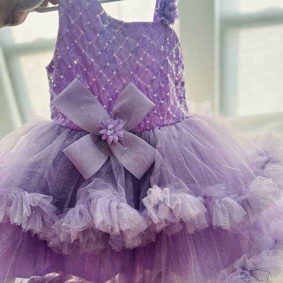 Lavender Tulle Dress with Bow and Flowers - Picture 6 of 6